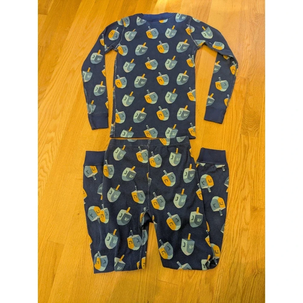 Hanna Andersson Blue Dreidel Hanukkah Holiday Pajamas Kids‎ 130 US 8